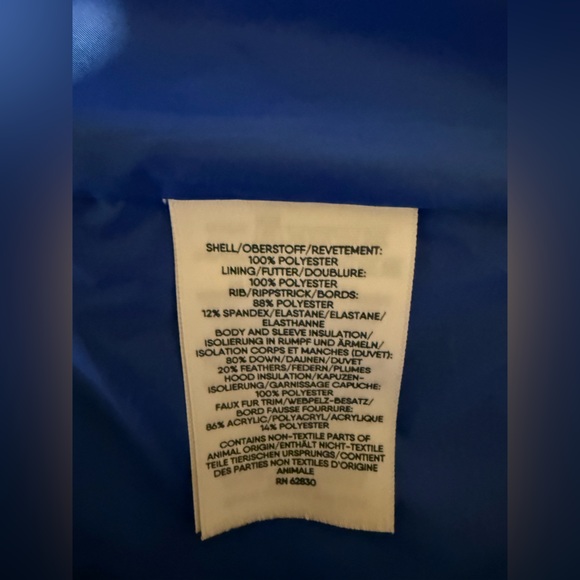 Lands' End Vibrant Blue Puffer Coat with Faux Fur Hood - Picture 7 of 8